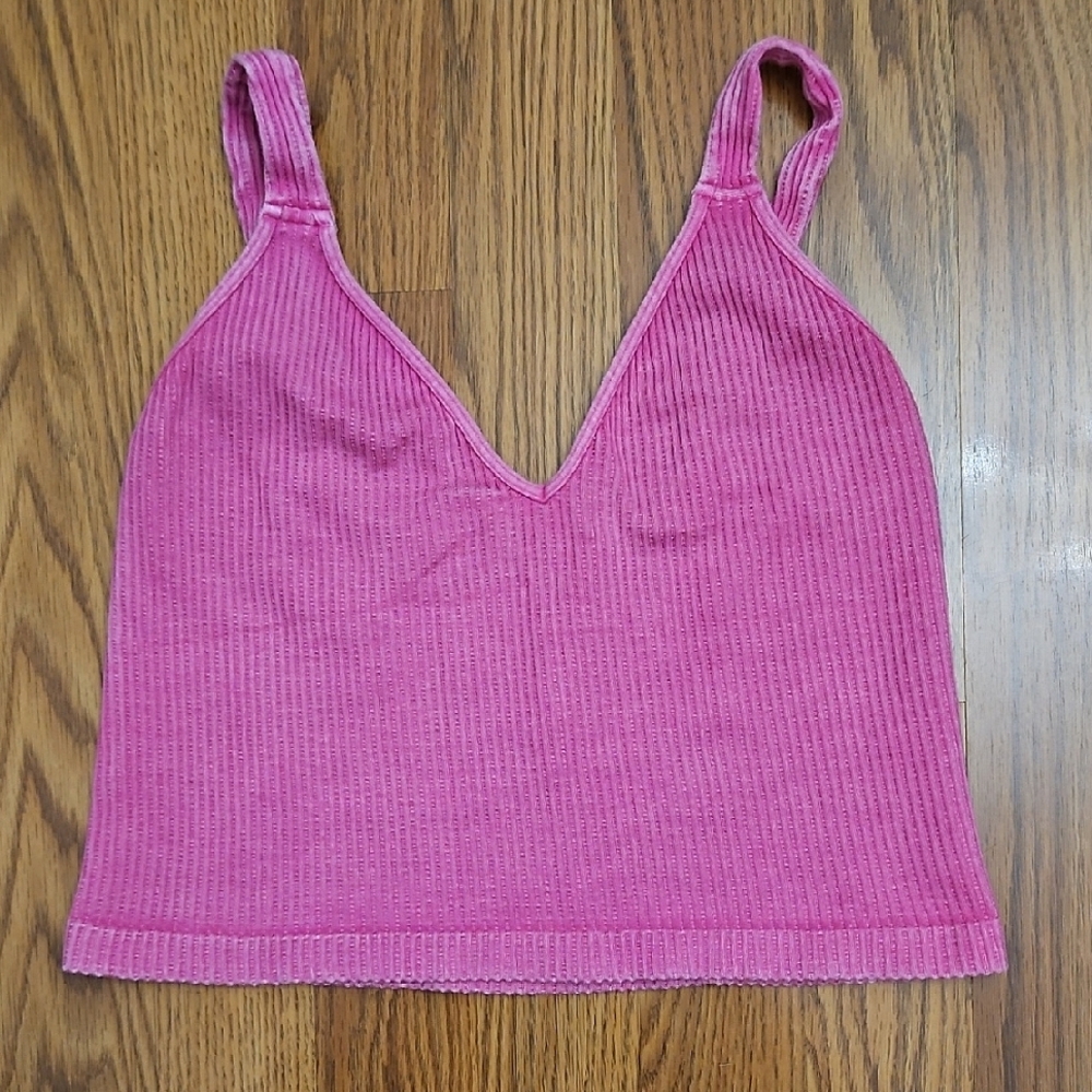 Free People Washed Seamless Crop Tank/ Medium-Large